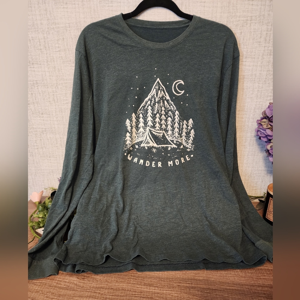 Green long sleeve graphic tee